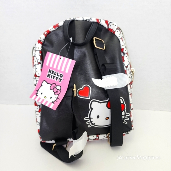 HELLO KITTY 🐱 Red & White Back Pack w Front Pouch & Back Kitty Detail ☆ NWT ☆ - Picture 3 of 7